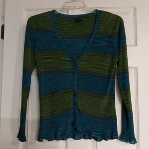 Grace Dane Lewis Green/Teal Striped Cardigan, XL